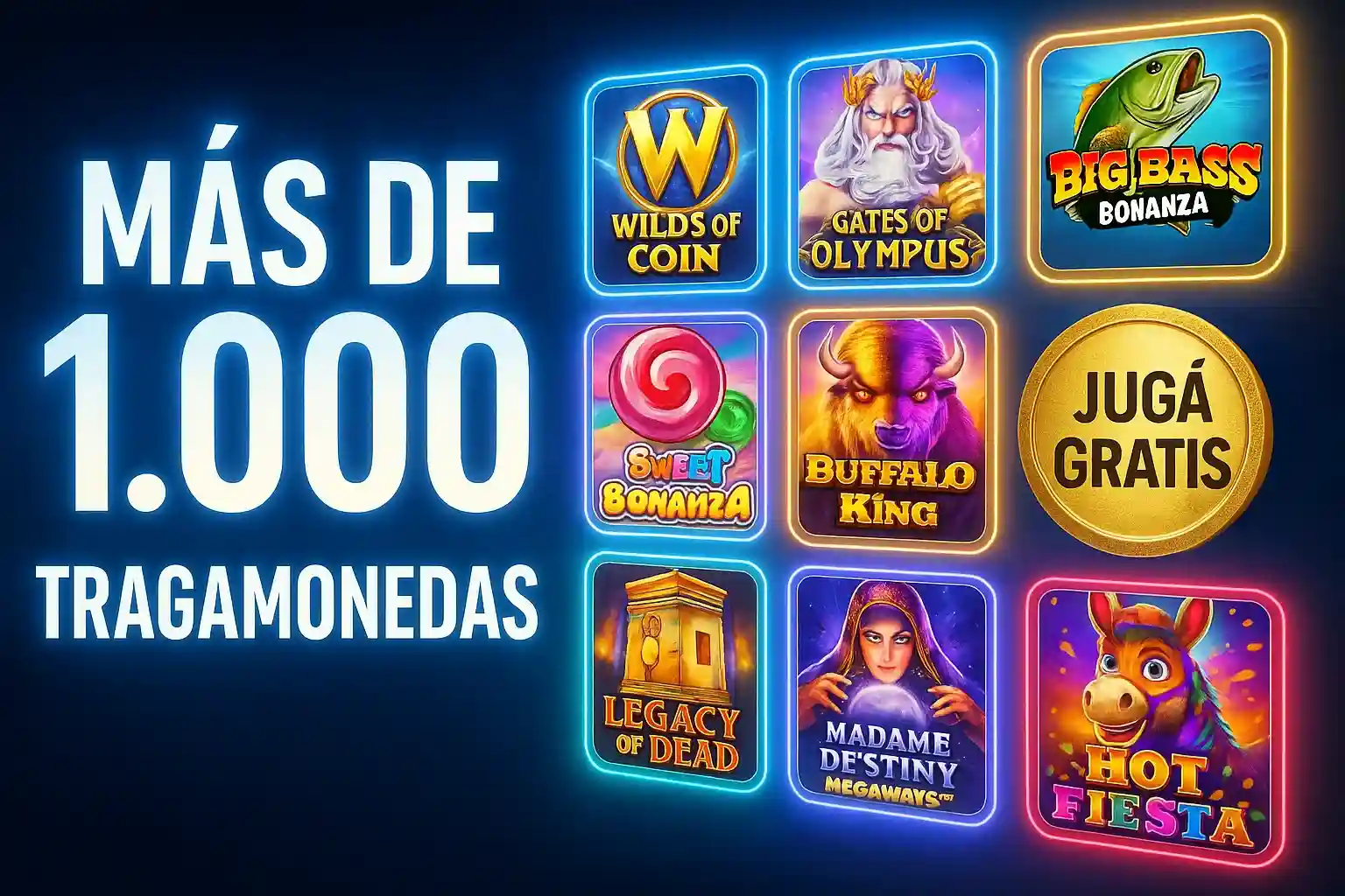 Banner de casino con más de 1.000 tragamonedas y jugá gratis